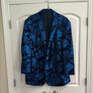 Custom Kelly's Blue Floral Velvet Blazer Sport Coat